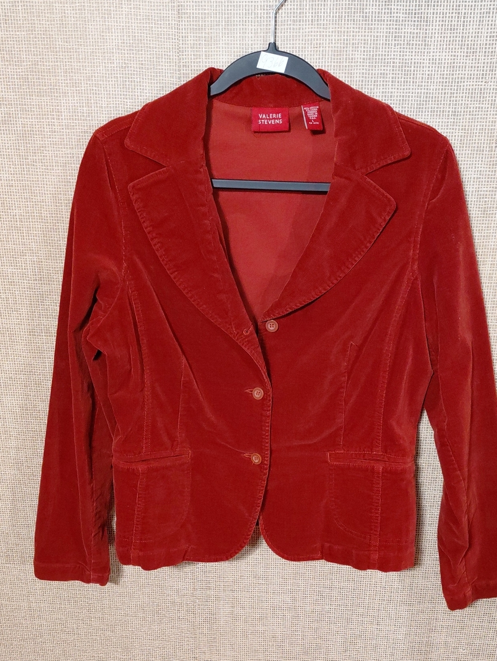 Valerie Stevens Deep Red Velvet Blazer